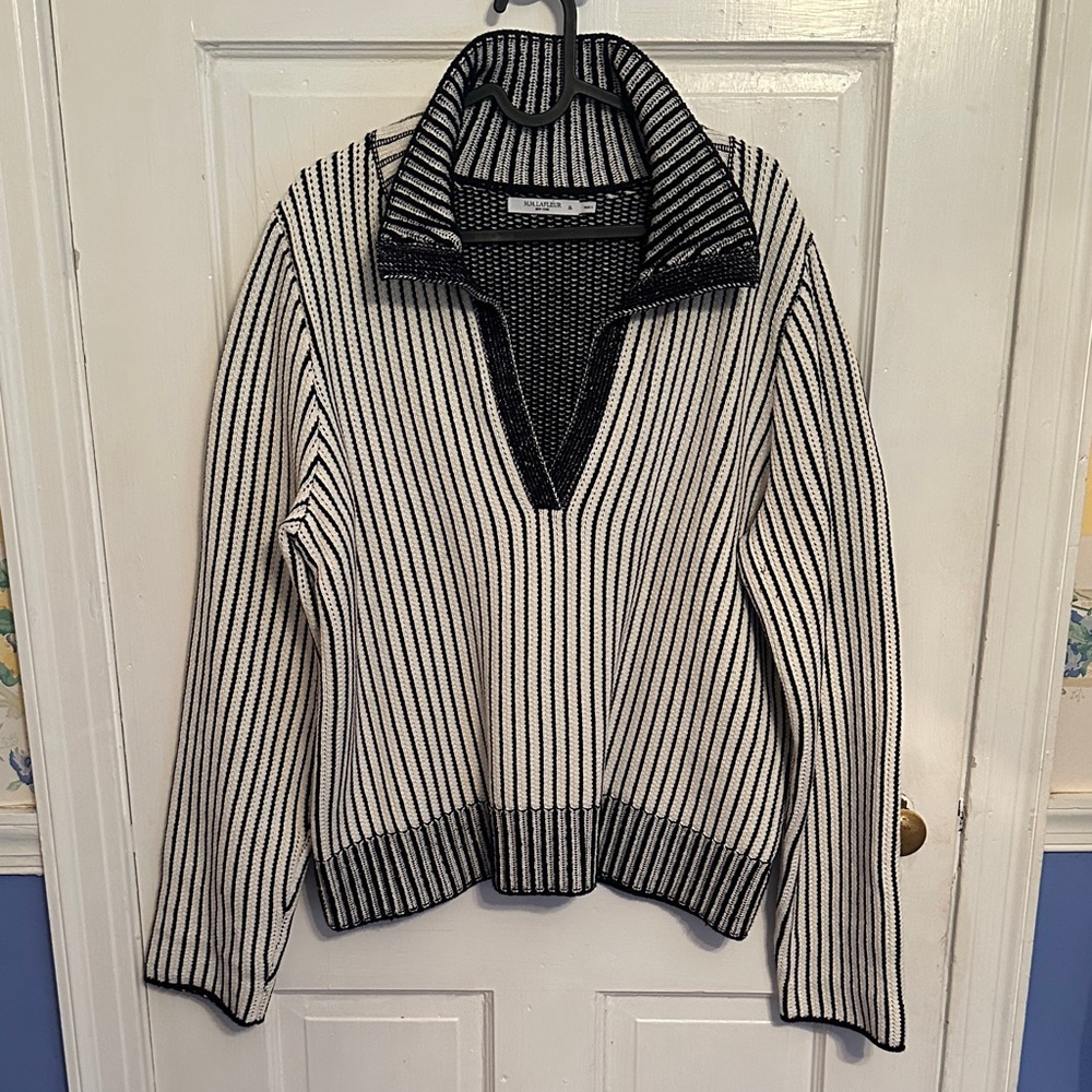 M.M.Lafleur Striped Black and White Women's Sweater